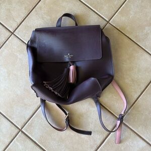 Kate Spade Dark Purple and Pink Flap Backpack